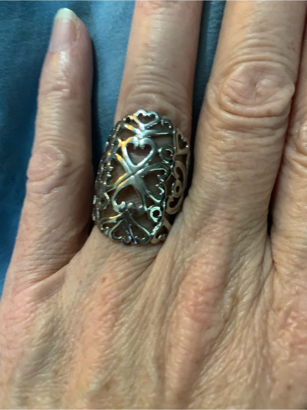 Sterling Silver Openwork Heart Filigree Ring